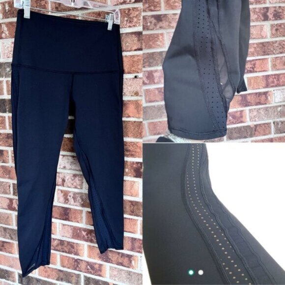 Lululemon   * High - rise  Crop  pants leggins Size 8 Perforated Mesh - Picture 1 of 16